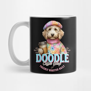 Doodle Coffee Shop T-Shirt – Cute Dog with Freshly Roasted Beans Design Mug